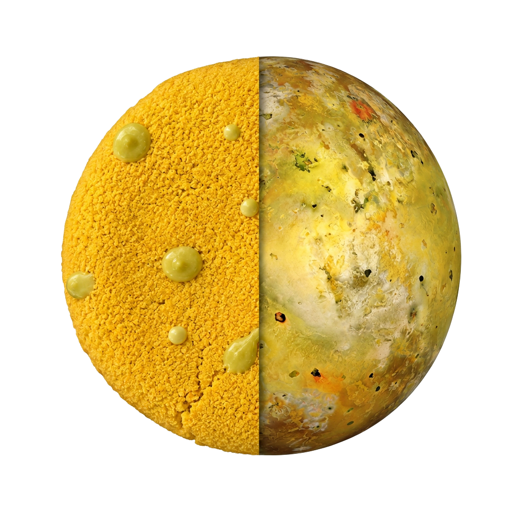 Io — half celestial body, half filled cookie