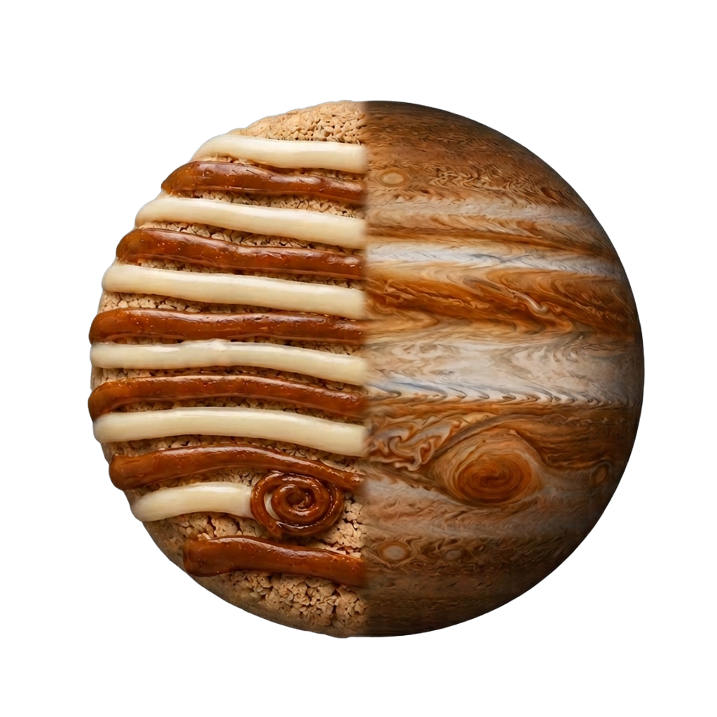 Jupiter — half celestial body, half filled cookie