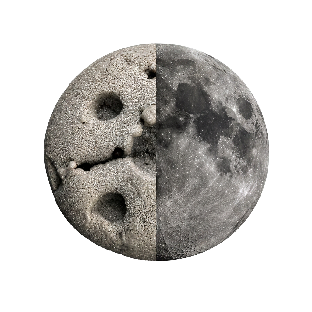 Our Moon — half celestial body, half filled cookie