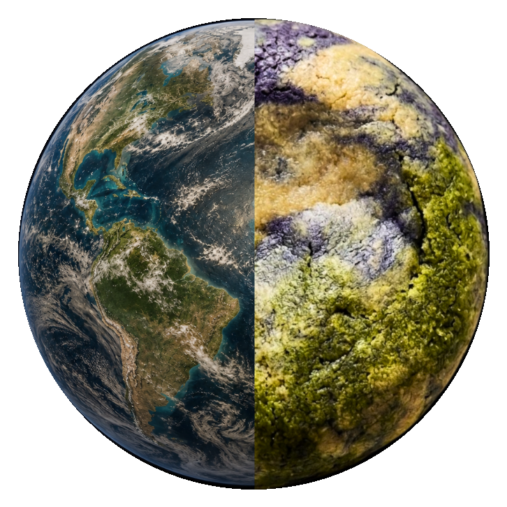 Gaia — half celestial body, half filled cookie