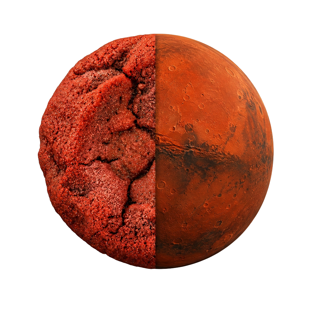 Mars — half celestial body, half filled cookie